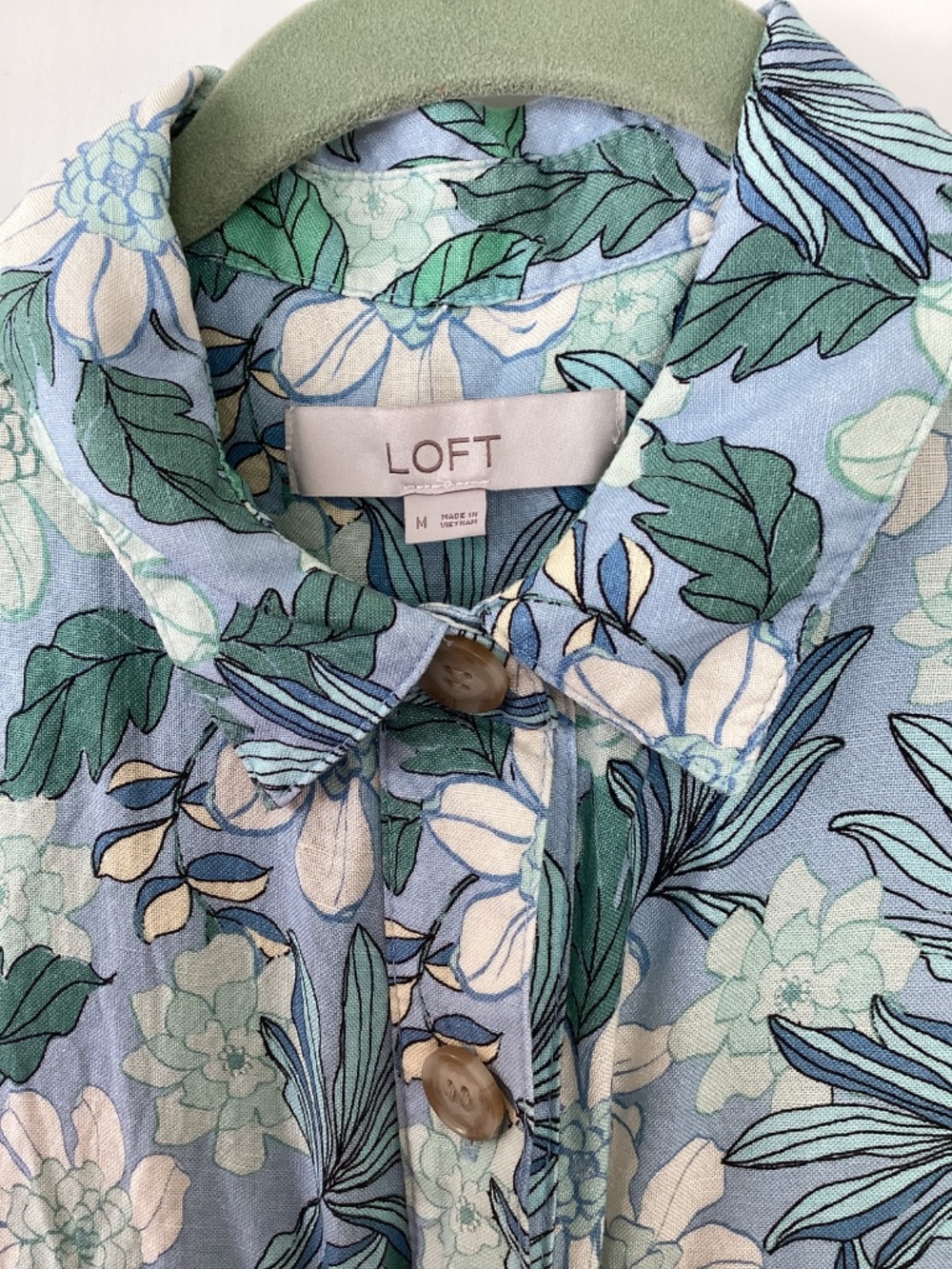 Loft, size M, blue and green shorts romper - Picture 7 of 8